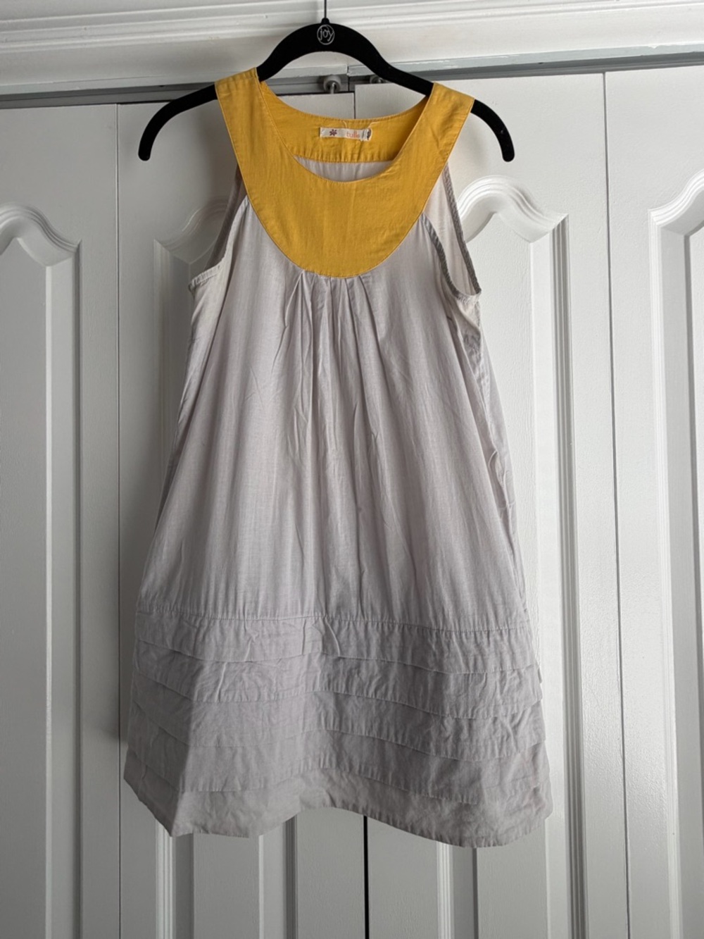 Sleeveless Yellow-Yoke Cotton Swing Dress